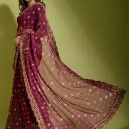 CaniBani Embellished Zari Pure Chiffon Heavy Work Saree image 2