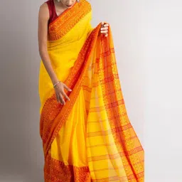 SHYAMALI BOUTIQUE Ethnic Motifs Block Print Saree-picture-30