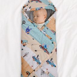 Baby Moo Animal Safari Premium Quilted Hood Wrapper - Yellow-picture-14