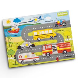 Baybee Wooden Transport Vehicles Theme Board Puzzle with Knob & Peg Pre-School Learning and Educational Toys for Kids Multicolour -  7 Pieces-picture-23