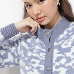 The Roadster Life Co. Abstract Fuzzy Detail Cardigan Sweater image 5