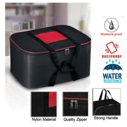 Storite 2 Pack Nylon Big Underbed Storage Bag Moisture Proof Cloth Organiser with Zippered Closure and Handle(BlackRed, 54x46x28cm) Rectangular image 3