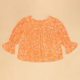 Pantaloons Junior Full Sleeves Floral Printed Top - Orange image 5