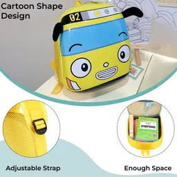 Bembika School Bag The Perfect Children Backpack and School Bags For Kids Compact Stylish Backpack For Kids Exceptional-Quality Kids Kindergarten Backpack and Travel Backpack- (Car|Yellow) Height 10 Inches image 5