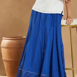 Fabindia Women Solid Casual Flared Maxi Flared Skirt image 3