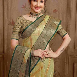 Rare Bello Woven Design Zari Tissue Saree image 4