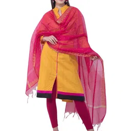 A R SILK DUPATTA HUB Ethnic Motifs Woven Design Dupatta with Zari image 5