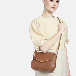 Caprese Women Tan Structured Sling Bag image 4