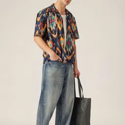 DENNISON Abstract Printed Drop Shoulder Oversized Comfort Cotton Casual Shirt image 2