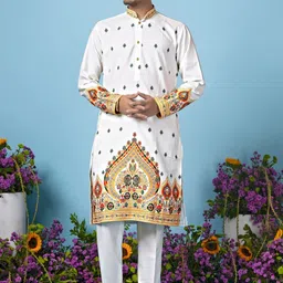 House Of Sanskruti Men Flared Sleeves Jacquard Handloom Kurta-picture-14