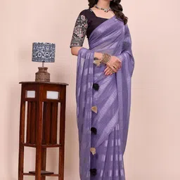 Zeenat Duniya Woven Design Embroidered Poly Georgette Handloom Saree image 2