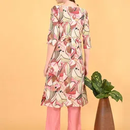 GOLDSTROMS Floral Printed Round Neck Maternity Kurta With Trousers image 5