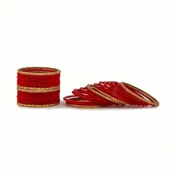 Only Offers Set Of 10 Red Glass Artificial Stones & Beads Bangle image 2