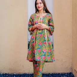 KALINI Women Floral Printed Regular Gotta Patti Kurta with Trousers-picture-23