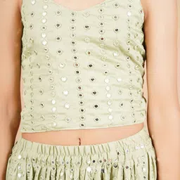 Unique Designers Girls Embellished Mirror Work Ready to Wear Lehenga & Blouse With Dupatta image 2