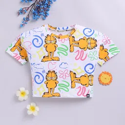 YK X Minute Mirth Girls Garfield Printed Cotton Crop T-shirt-picture-45