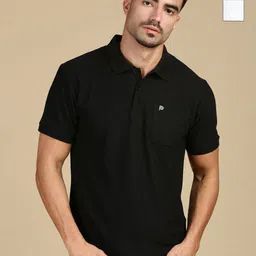 LUX PARKER Men Pack of 2 Anti Odour Solid Polo Collar Cotton T-shirts-picture-28