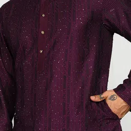 SWAGGINDIA Men Ethnic Motifs Embroidered Thread Work Floral Kurta image 5