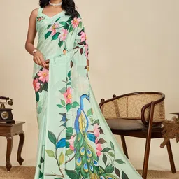 HEER FASHION Floral Digital Printed Saree With Unstitched Blouse-picture-26