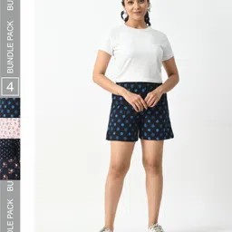 BAESD Women Pack Of 4 Printed High-Rise Cotton Hotpant Shorts-picture-42