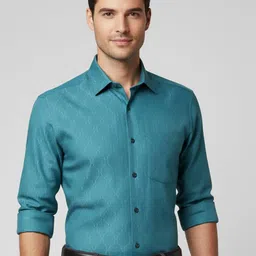 Vida Loca Self Design Smart Slim Spread Collar Fit Cotton Formal Shirt-picture-16