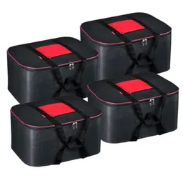 Storite 4 Pack Nylon Big Underbed Storage Bag Moisture Proof Cloth Organiser with Zippered Closure and Handle(BlackRed, 54x46x28cm) Rectangular-picture-26