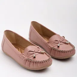 Shoetopia Bow Applique Detailed Ballerinas - Peach-picture-29