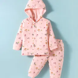 Tango Fleece Knit Full Sleeves Winter Wear Night Suit With Animal Print - Pink-picture-13