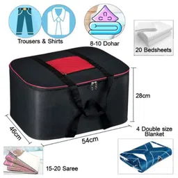 Storite 4 Pack Nylon Big Underbed Storage Bag Moisture Proof Cloth Organiser with Zippered Closure and Handle(BlackRed, 54x46x28cm) Rectangular image 2