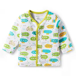 OHMS Single Jersey Knit Full Sleeves Night Suit with Stripes & Submarine Print Pack of 2 - Green & Brown image 2