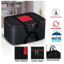 Storite 4 Pack Nylon Big Underbed Storage Bag Moisture Proof Cloth Organiser with Zippered Closure and Handle(BlackRed, 54x46x28cm) Rectangular image 3