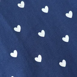 Babyhug Cotton Knit Frill Sleeves Nighty With Heart Print - Navy Blue image 3