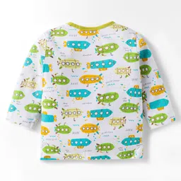 OHMS Single Jersey Knit Full Sleeves Night Suit with Stripes & Submarine Print Pack of 2 - Green & Brown image 3