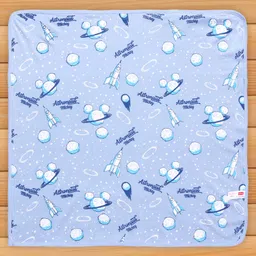 Babyhug Disney Interlock Knit Hooded Towel with Mickey & Friends Print L 76 x B 76 cm Pack Of 2 - White & Lavender image 3