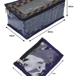 Kuber Industries Blue Solid Jewellery Organizer With 10 Pouches image 3