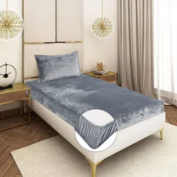 BLUEDOT Grey 220 TC Single Bedsheet with 1 Pillow Covers image 4