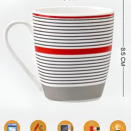 UPC White & Black Printed Ceramic Glossy Cups Set of Cups and Mugs image 3