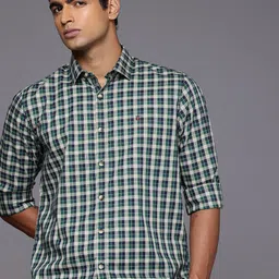 Louis Philippe Sport Pure Cotton Slim Fit Checked Casual Shirt-picture-17