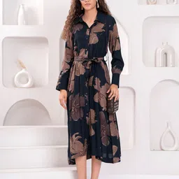 BAESD Women Printed Shirt Midi Dress-image-19