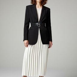 Trendyol Women Lapel Collar Solid Casual Tailored Jacket-image-32