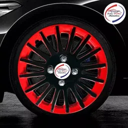 Auto Pearl CBR44 R14 35.56 cm (14 Inch) Press Type Wheel Hubcap with Retention Ring Glossy Black Red Wheel Cover for Maruti Swift (Set of 4) image 4