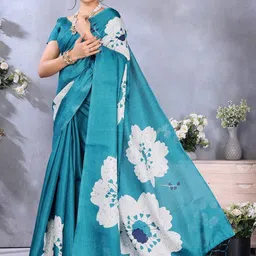 priyashi Floral Art Silk Designer Bhagalpuri Saree image 5