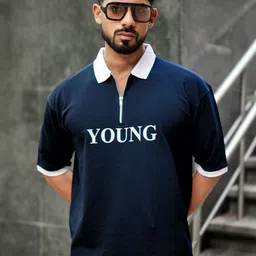 Maniac Typography Printed Polo Collar Cotton T-shirt-picture-38