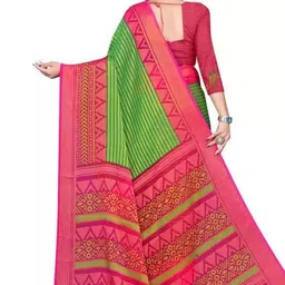 GHAN SALS Woven Design Geometric Print Brasso Baluchari Saree image 4