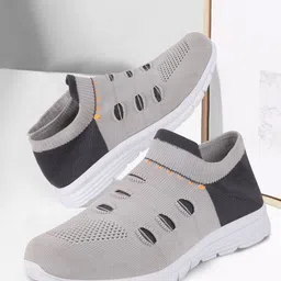 FAUSTO Women Grey Mesh Walking Non-Marking Shoes image 1