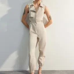 Trendyol Solid Pure Cotton Basic Jumpsuit-picture-32