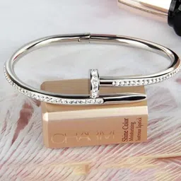 STYOLLO Silver-Plated American Diamond Anti Tarnish Bangle-Style Bracelet image 3
