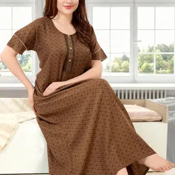 TRUNDZ Khaki Cotton Blend Nightdress-picture-17