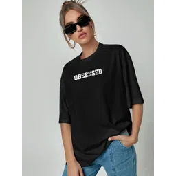 Mast & Harbour Oversized Typography Printed Pure Cotton T-Shirt-picture-26