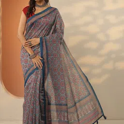 Libas Ethnic Motifs Silk Blend Handloom Saree image 4